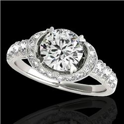 1.75 CTW H-SI/I Certified Diamond Solitaire Halo Ring 10K White Gold - REF-180H2A - 34450