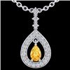 Image 2 : 1.15 CTW Citrine & Micro Pave VS/SI Diamond Necklace Designer 14K White Gold - REF-61W3F - 23163