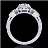 Image 1 : 1.01 CTW VS/SI Diamond Solitaire Art Deco 3 Stone Ring 18K White Gold - REF-200F2N - 36881