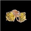 Image 4 : 1 CTW Certified Intense Yellow SI Diamond Solitaire Stud Earrings 10K Rose Gold - REF-116H3A - 33058