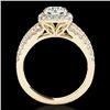 Image 2 : 2 CTW H-SI/I Certified Diamond Solitaire Halo Ring 10K Yellow Gold - REF-180X2T - 34000