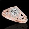 Image 1 : 1.4 CTW H-SI/I Certified Diamond Solitaire Antique Ring 10K Rose Gold - REF-245H5A - 34176