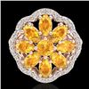 Image 2 : 3 CTW Citrine & VS/SI Diamond Cluster Designer Halo Ring 10K Rose Gold - REF-52N2Y - 20776
