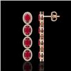 Image 2 : 6.47 CTW Ruby & Diamond Halo Earrings 10K Rose Gold - REF-114K2W - 40506