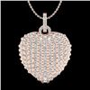 Image 1 : 3 CTW Micro Pave VS/SI Diamond Designer Heart Necklace 14K Rose Gold - REF-189H6A - 20465