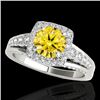 Image 1 : 1.75 CTW Certified Si/I Fancy Intense Yellow Diamond Solitaire Halo Ring 10K White Gold - REF-194T5M