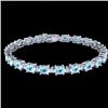 Image 2 : 10 CTW Aquamarine & VS/SI Diamond Eternity Bracelet 10K White Gold - REF-102Y2K - 21440