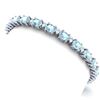 Image 5 : 10 CTW Aquamarine & VS/SI Diamond Eternity Bracelet 10K White Gold - REF-102Y2K - 21440