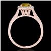 Image 2 : 1.65 CTW Certified Si/I Fancy Intense Yellow Diamond Solitaire Halo Ring 10K Rose Gold - REF-276M4H 