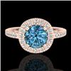 Image 2 : 1.55 CTW Fancy Intense Blue Diamond Solitaire Art Deco Ring 18K Rose Gold - REF-178A2X - 37986