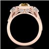 Image 4 : 2.11 CTW Intense Fancy Yellow Diamond Art Deco 3 Stone Ring 18K Rose Gold - REF-283A6X - 38303