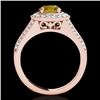 Image 2 : 1.7 CTW Certified Si/I Fancy Intense Yellow Diamond Solitaire Halo Ring 10K Rose Gold - REF-233A6X -
