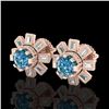 Image 1 : 1.77 CTW Fancy Intense Blue Diamond Art Deco Stud Earrings 18K Rose Gold - REF-177H3A - 37867