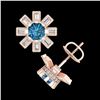 Image 4 : 1.77 CTW Fancy Intense Blue Diamond Art Deco Stud Earrings 18K Rose Gold - REF-177H3A - 37867