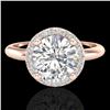 Image 1 : 2 CTW Micro Pave VS/SI Diamond Ring Designer Halo 14K Rose Gold - REF-948Y2K - 23210