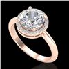 Image 2 : 2 CTW Micro Pave VS/SI Diamond Ring Designer Halo 14K Rose Gold - REF-948Y2K - 23210