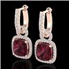 Image 1 : 7 CTW Garnet & Micro Pave VS/SI Diamond Earrings 14K Rose Gold - REF-92X2T - 22964