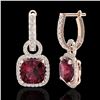 Image 2 : 7 CTW Garnet & Micro Pave VS/SI Diamond Earrings 14K Rose Gold - REF-92X2T - 22964