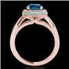 Image 2 : 2.15 CTW Si Certified Fancy Blue Diamond Solitaire Halo Ring 10K Rose Gold - REF-263H6A - 34420