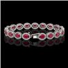 Image 2 : 15.2 CTW Ruby & Diamond Halo Bracelet 10K White Gold - REF-255W3F - 40454