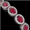 Image 4 : 15.2 CTW Ruby & Diamond Halo Bracelet 10K White Gold - REF-255W3F - 40454