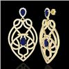 Image 2 : 7 CTW Sapphire & Micro VS/SI Diamond Heart Earrings Designer 14K Yellow Gold - REF-381A8X - 21141