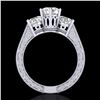 Image 1 : 2.01 CTW VS/SI Diamond Solitaire Art Deco 3 Stone Ring 18K White Gold - REF-527Y3K - 36929
