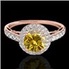Image 1 : 1.65 CTW Certified Si/I Fancy Intense Yellow Diamond Solitaire Halo Ring 10K Rose Gold - REF-178K2W 