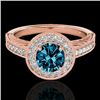 Image 1 : 1.5 CTW Si Certified Fancy Blue Diamond Solitaire Halo Ring 10K Rose Gold - REF-200F2N - 33748
