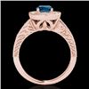 Image 2 : 1.5 CTW Si Certified Fancy Blue Diamond Solitaire Halo Ring 10K Rose Gold - REF-200F2N - 33748