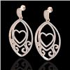 Image 1 : 3.20 CTW Micro Pave VS/SI Diamond Designer Heart Earrings 14K Rose Gold - REF-230A4X - 22585