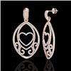 Image 2 : 3.20 CTW Micro Pave VS/SI Diamond Designer Heart Earrings 14K Rose Gold - REF-230A4X - 22585