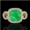 Image 1 : 3.15 CTW Emerald & Micro VS/SI Diamond Ring 18K Yellow Gold - REF-78M2H - 23002