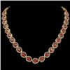 Image 1 : 41.6 CTW Tourmaline & Diamond Halo Necklace 10K Yellow Gold - REF-832W4F - 41206