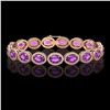 Image 1 : 19.82 CTW Amethyst & Diamond Halo Bracelet 10K Rose Gold - REF-249Y5K - 40641