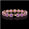 Image 2 : 19.82 CTW Amethyst & Diamond Halo Bracelet 10K Rose Gold - REF-249Y5K - 40641
