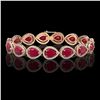 Image 1 : 30.06 CTW Ruby & Diamond Halo Bracelet 10K Rose Gold - REF-368X5T - 41238