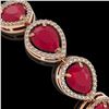 Image 4 : 30.06 CTW Ruby & Diamond Halo Bracelet 10K Rose Gold - REF-368X5T - 41238