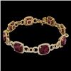 Image 2 : 30 CTW Garnet & Micro VS/SI Diamond Bracelet 14K Yellow Gold - REF-368W9F - 23025