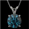 Image 1 : 2.04 CTW Certified Intense Blue SI Diamond Solitaire Necklace 10K White Gold - REF-343T2M - 36814