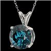 Image 2 : 2.04 CTW Certified Intense Blue SI Diamond Solitaire Necklace 10K White Gold - REF-343T2M - 36814