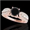 Image 1 : 1.7 CTW Certified VS Black Diamond Solitaire Ring 10K Rose Gold - REF-89N6Y - 35263