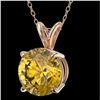 Image 2 : 2.03 CTW Certified Intense Yellow SI Diamond Solitaire Necklace 10K Rose Gold - REF-492H2A - 36817