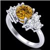 Image 1 : 2.1 CTW Intense Fancy Yellow Diamond Solitaire Classic Ring 18K White Gold - REF-290H9A - 37609