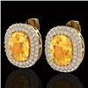 Image 1 : 6 CTW Citrine & Micro Pave VS/SI Diamond Halo Earrings 14K Yellow Gold - REF-118X2T - 20119
