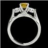 Image 2 : 1.75 CTW Certified Si/I Fancy Intense Yellow Diamond 3 Stone Ring 10K White Gold - REF-241T8M - 3538