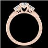 Image 1 : 1.41 CTW VS/SI Diamond Solitaire Art Deco 3 Stone Ring 18K Rose Gold - REF-263A6X - 37008