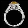 Image 2 : 2 CTW Certified Si/I Fancy Intense Yellow Diamond Solitaire Halo Ring 10K White Gold - REF-241W5F - 