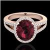 Image 1 : 3 CTW Garnet & Micro VS/SI Diamond Halo Solitaire Ring 14K Rose Gold - REF-57K6W - 20940