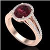 Image 2 : 3 CTW Garnet & Micro VS/SI Diamond Halo Solitaire Ring 14K Rose Gold - REF-57K6W - 20940